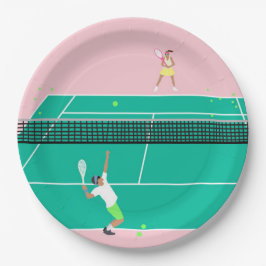 Plato De Papel Jugador de partido de tenis de arte moderno Pink G