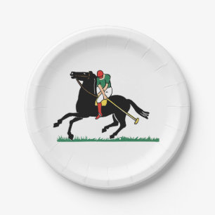 Plato De Papel Jugador de Polo Antiguo en Poni