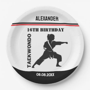Plato De Papel Jugador de Taekwondo, Regalo de cumpleaños, Karate