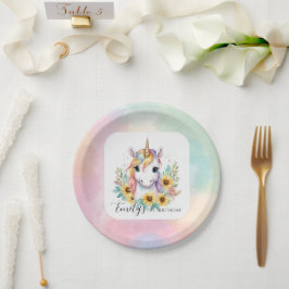 Plato De Papel Jugador de unicornio Cute 1er cumpleaños