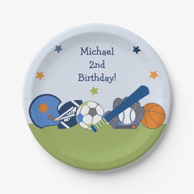 Plato De Papel Jugador deportivo Fiesta Placas (Anverso)