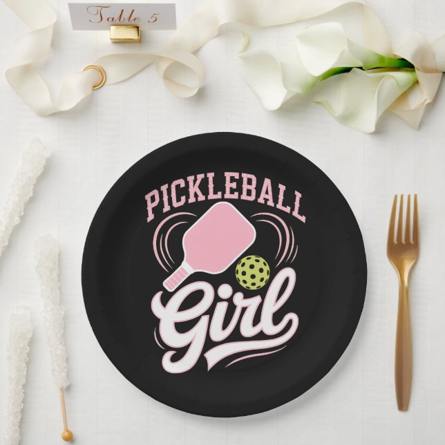 Plato De Papel Jugadora de Pickleball Chica (Boda)