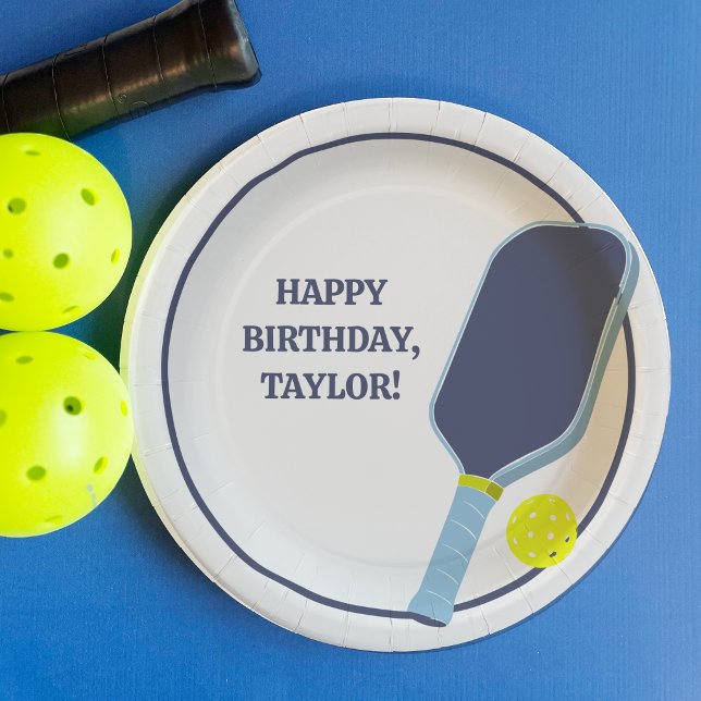 Plato De Papel Jugadores de Pickleball Mensaje Personalizado Cump (Subido por el creador)