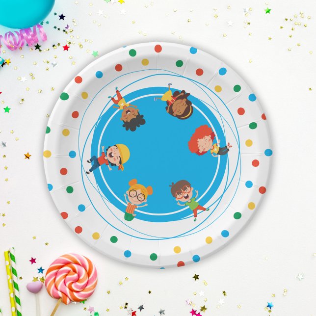 Plato De Papel Jugar al Fiesta del Parque Trampoline (Jump Bounce Play Trampoline Park Party Birthday Paper Plates)
