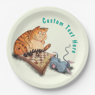 Plato De Papel Jugar al gato y al ratón al ajedrez de sus placas