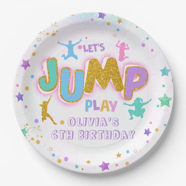 Plato De Papel Jugar Jugar Jueves Cumpleaños Saltar Trampoline Pa (Anverso)