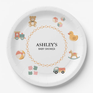 Plato De Papel Juguete Antiguo Personalizado Clásico Baby Shower