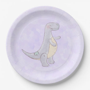 Plato De Papel Juguete de Dinosaurio Tírannosauro Gris