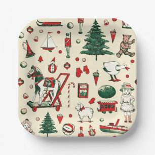 Plato De Papel Juguetes de la época de Navidad Caballo de árbol