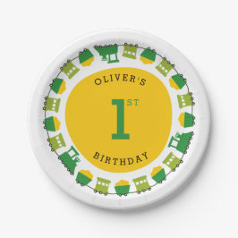 Plato De Papel Juguetes de niño de choo verde entrenan fiesta de 