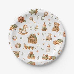 Plato De Papel Juguetes para Bebés Boho