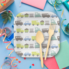 Plato De Papel Juguetes Pastel Blue Kid Transport Fiesta de cumpl