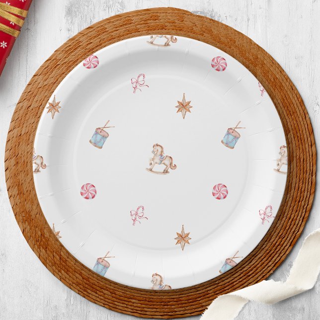 Plato De Papel Juguetes y dulces Navidades de acuarela (Subido por el creador)