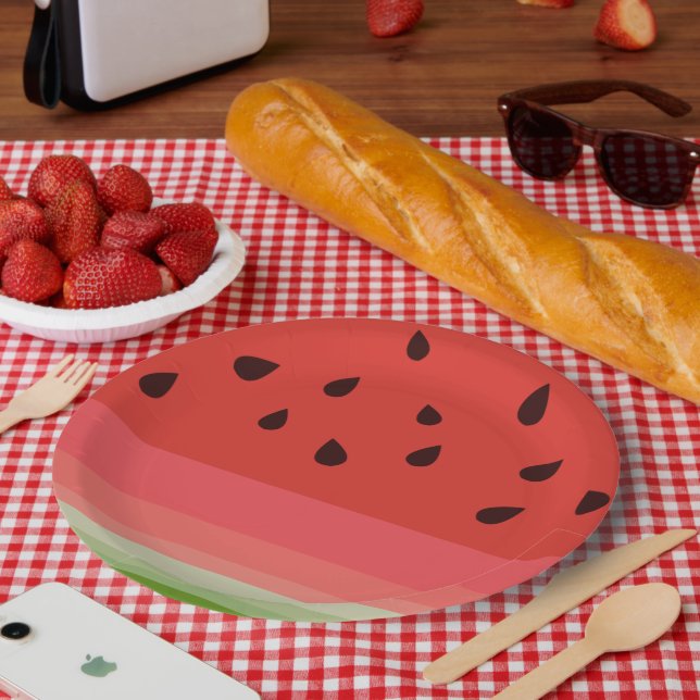 Plato De Papel Juicy Delicioso Ripe Watermelon Con Diseño De Semi (Picnic)