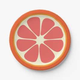 Plato De Papel Juicy Grapefruit Summer Citrus Fruit Slice Kitchen