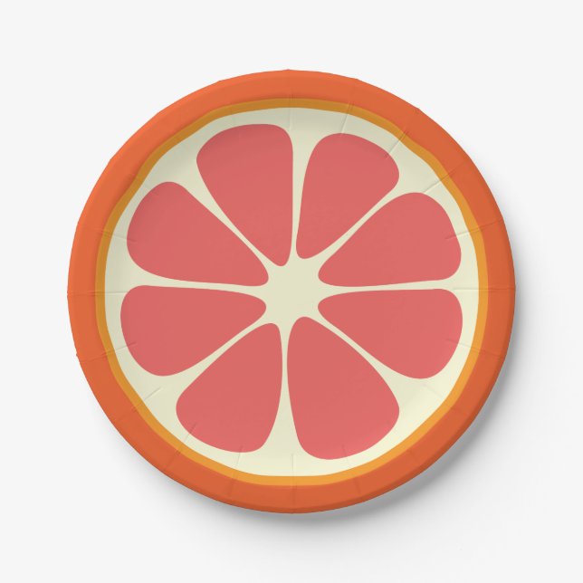 Plato De Papel Juicy Grapefruit Summer Citrus Fruit Slice Kitchen (Anverso)
