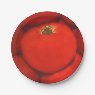 Plato De Papel Juicy Red Casero Tomates De Jardín