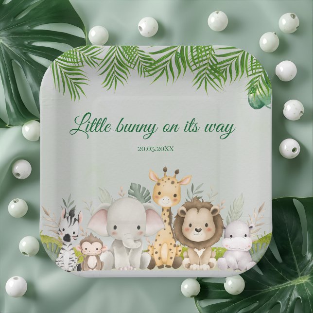 Plato De Papel jungla bebé ducha salvaje tropical Invitación (Subido por el creador)