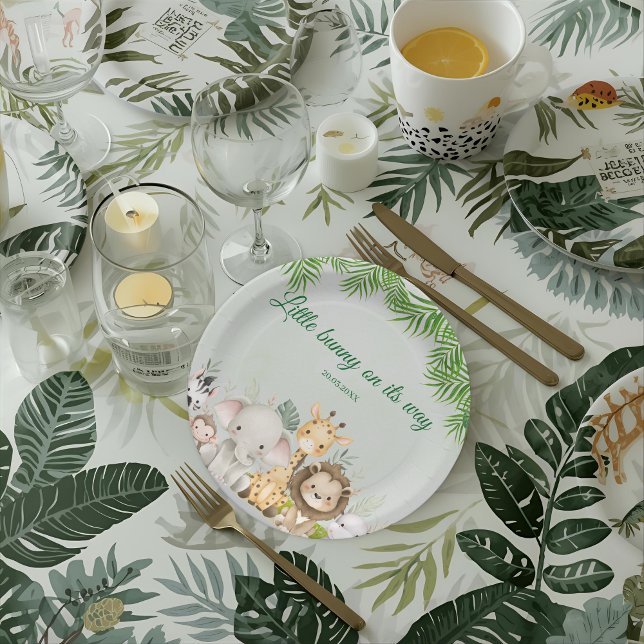 Plato De Papel jungla bebé ducha salvaje tropical Invitación (Subido por el creador)