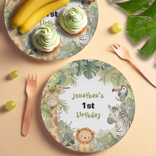Plato De Papel Jungle Animals 1er cumpleaños Placas de papel Fies (Subido por el creador)