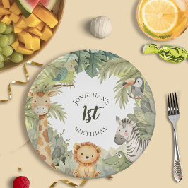 Plato De Papel Jungle Animals 1er cumpleaños Placas de papel Fies