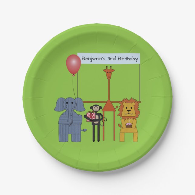 Plato De Papel Jungle Animals Birthday Party Paper Plate (Anverso)
