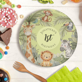 Plato De Papel Jungle Animals Placas de papel de cumpleaños