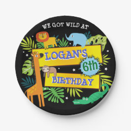 Plato De Papel JUNGLE ANIMALS SAFARI ZOO Papel de cumpleaños