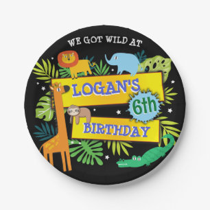 Plato De Papel JUNGLE ANIMALS SAFARI ZOO Papel de cumpleaños