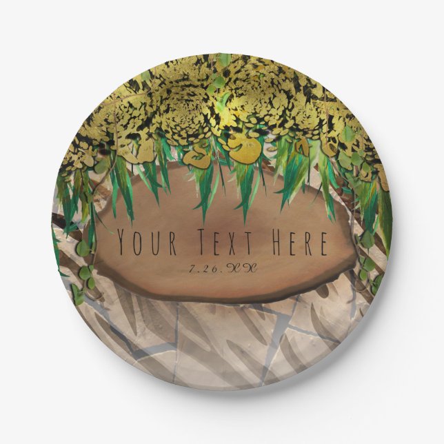 Plato De Papel JUNGLE FIESTA Gold Glam Animal Print Cumpleaños (Anverso)