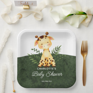 Plato De Papel Jungle Giraffe Baby Shower Placas de papel