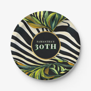 Plato De Papel Jungle Glam Cualquier Edad Estampado Animal Cebra