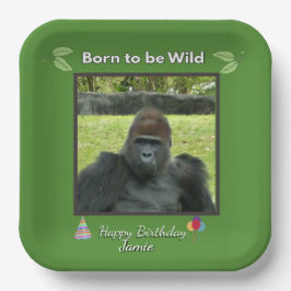 Plato De Papel Jungle Green Gorilla Celebration