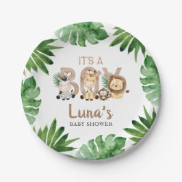 Plato De Papel Jungle It's a Boy Baby Shower Paper Plate