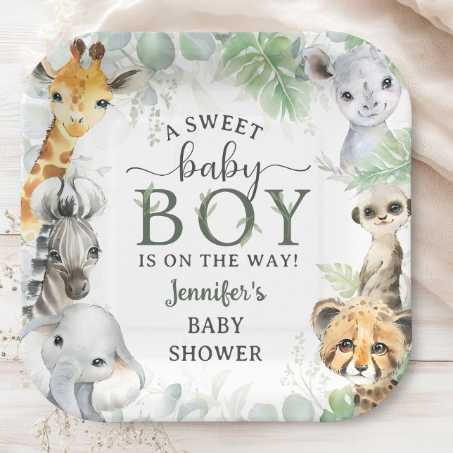 Plato De Papel Jungle Safari Animals Boy Baby Shower Tropical (Subido por el creador)