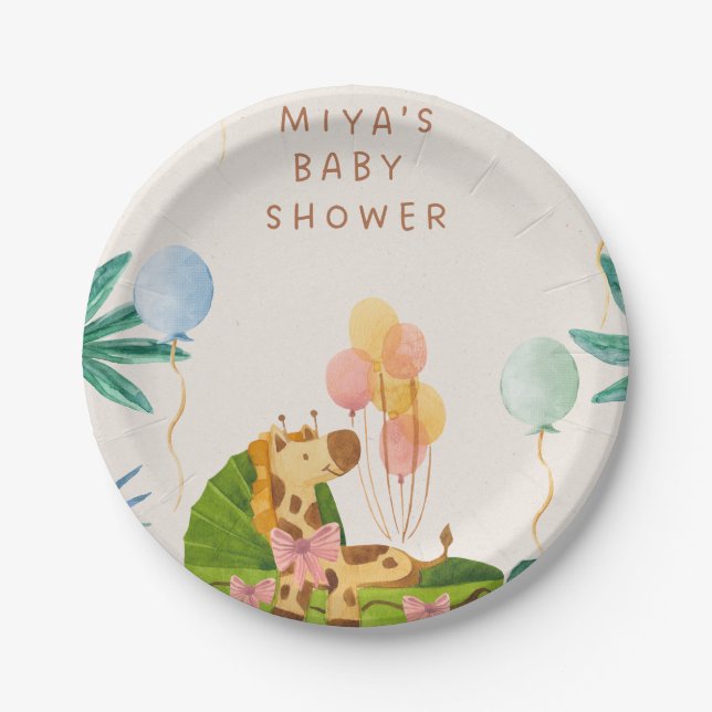 Plato De Papel  Jungle Safari Baby Shower Plates (Anverso)
