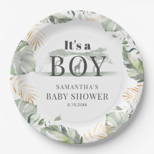Plato De Papel Jungle Safari Botanboy Baby Shower