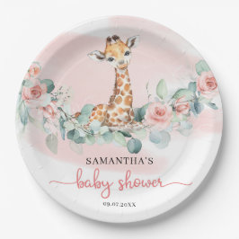Plato De Papel Jungle Safari Giraffe Eucalyptus Chica Baby Shower