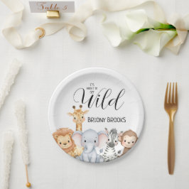 Plato De Papel Jungle Safari "It's About To Get Wild" Baby Shower