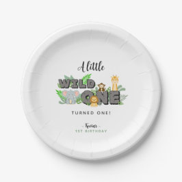 Plato De Papel Jungle Wild One Animal Birthday