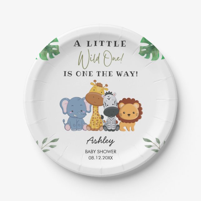 Plato De Papel Jungle Wild One Baby Shower (Anverso)