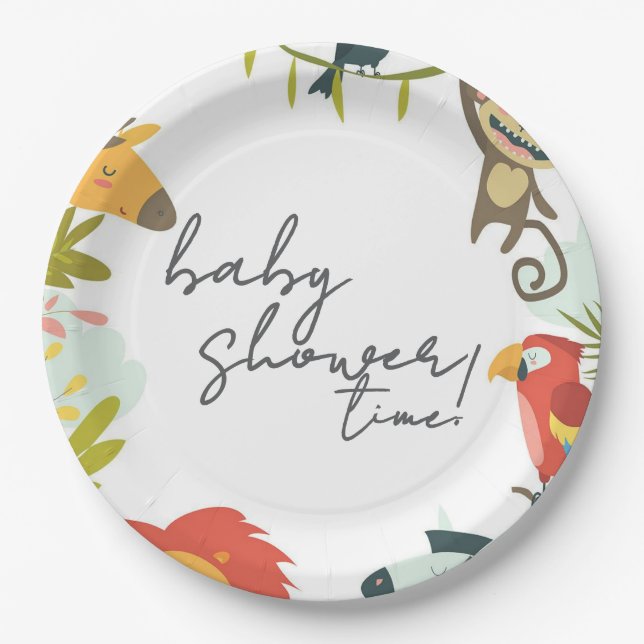 Plato De Papel Jungle Wildlife Baby Shower (Anverso)