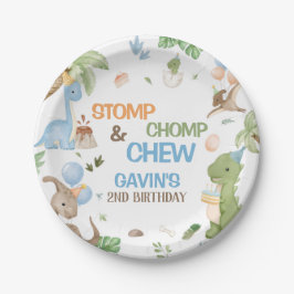 Plato De Papel Jurassic Cute Dinosaur Birthday Party