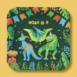 Plato De Papel Jurassic Cute Dinosaurios Boys Fiesta de Cumpleaño