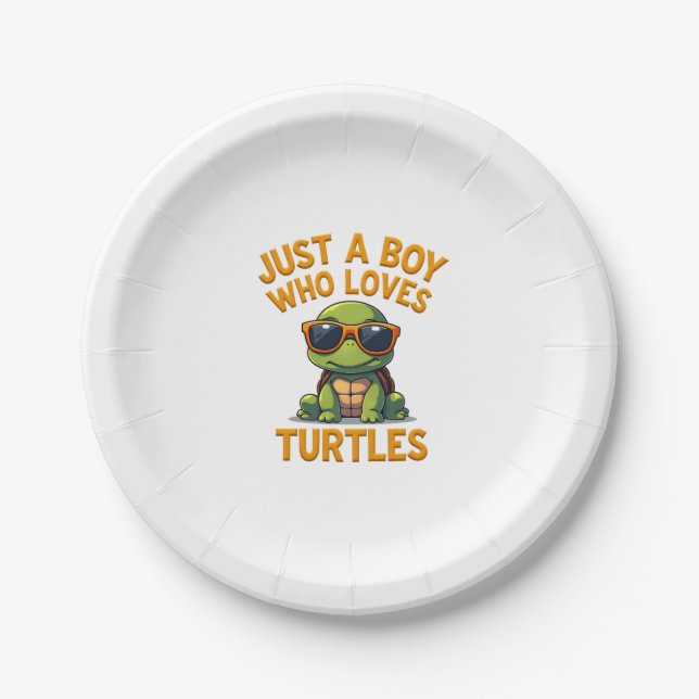 Plato De Papel Just a boy who loves turtles Children boy (Anverso)