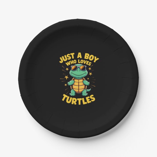 Plato De Papel Just a boy who loves turtles Children boy (1) (Anverso)