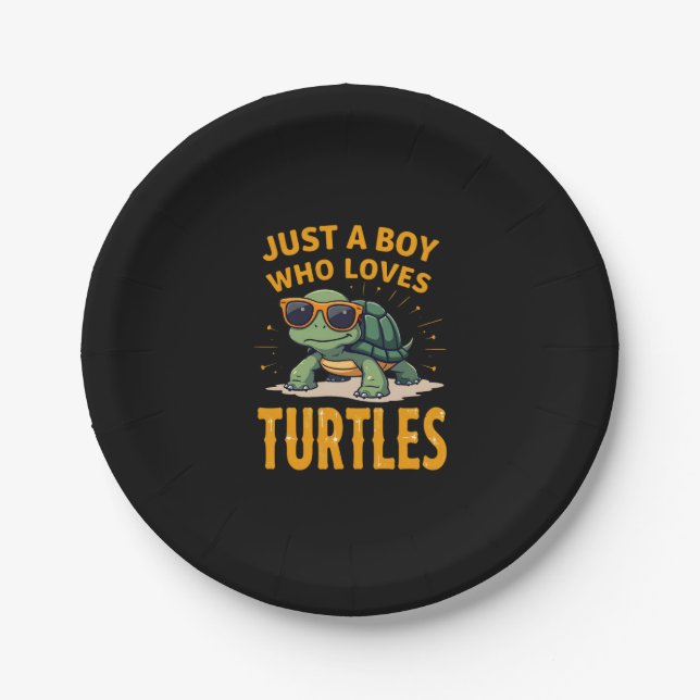 Plato De Papel Just a boy who loves turtles Children boy (2) (Anverso)