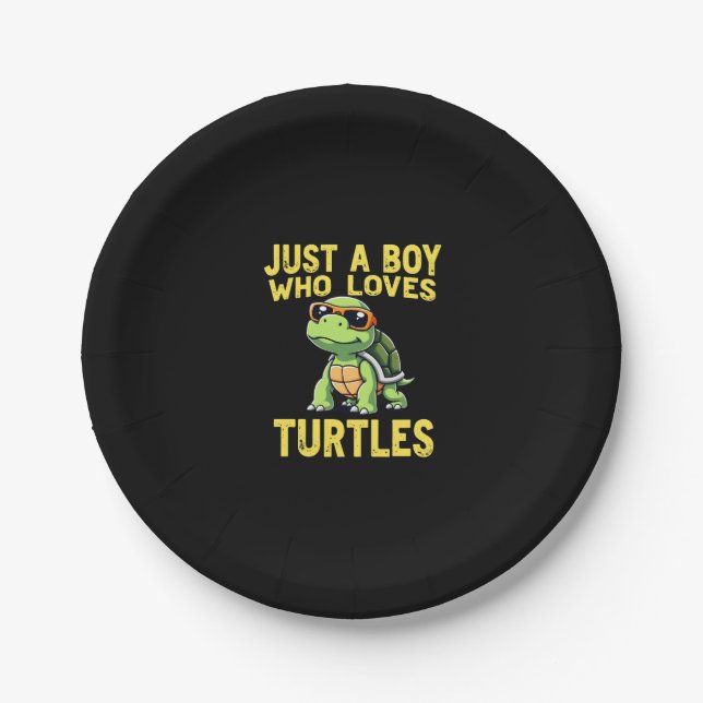 Plato De Papel Just a boy who loves turtles Children boy (3) (Anverso)