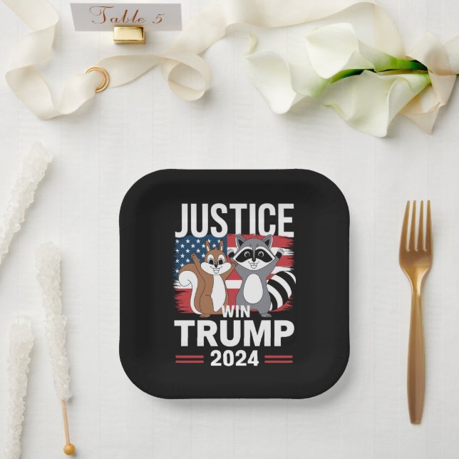 Plato De Papel Justicia Para Peanut Gana Trump 2024 (Boda)