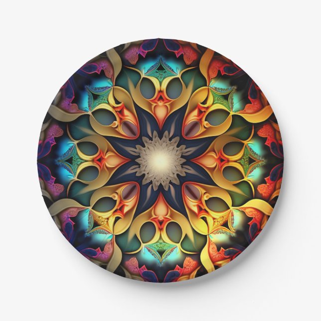 Plato De Papel Kaleidoscope Mandala Flower Design-23091 (Anverso)